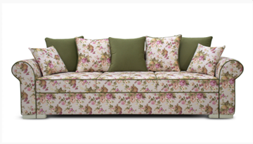 Прямой диван Ameli (Arcadia rose+shaggy green+glance bone) в Хабаровске