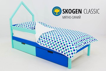 Кровать-домик мини Skogen мятно-синий в Хабаровске