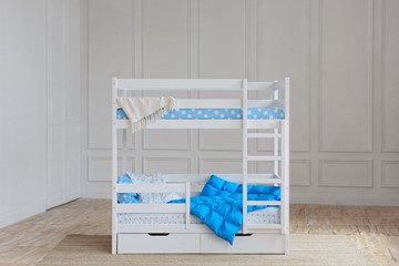 Детская двухэтажная кровать без крыши с ящиками, цвет белый в Хабаровске