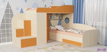 Детская кровать-шкаф Кадет-2, корпус Дуб, фасад Оранжевый в Хабаровске