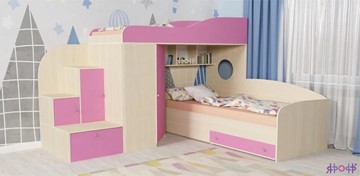Детская кровать-шкаф Кадет-2, корпус Дуб, фасад Розовый в Хабаровске