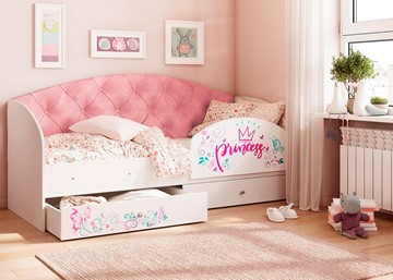Кровать детская Эльза с бортиком, Розовый (щиты) в Хабаровске
