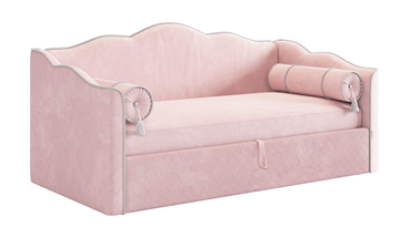 Детская кровать с подъемным механизмом Лея (Софа) 90х200 (нежно-розовый (велюр)/галька (велюр)) в Комсомольске-на-Амуре