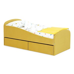 Кровать в детскую с ящиками Letmo 190х80 горчичный (велюр) в Хабаровске