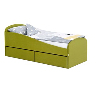 Мягкая кровать с ящиками Letmo 190х80 оливковый (велюр) в Комсомольске-на-Амуре