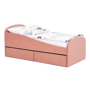 Мягкая кровать с ящиками Letmo 190х80 пудровый (велюр) в Хабаровске
