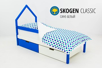 Детская кровать-домик мини Skogen сине-белый в Хабаровске