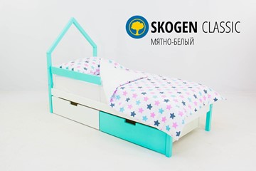 Кровать-домик детская мини Skogen белый-мятный в Комсомольске-на-Амуре