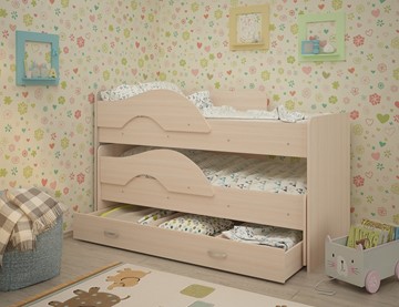 Детская двухэтажная кровать ТМК Радуга 1.6 с ящиком, цвет Млечный дуб в Хабаровске