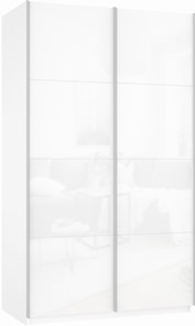 Шкаф-купе Прайм (Белое стекло/Белое стекло) 1200x570x2300, белый снег в Хабаровске