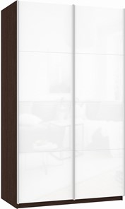 Шкаф двухдверный Прайм (Белое стекло/Белое стекло) 1200x570x2300, венге в Хабаровске