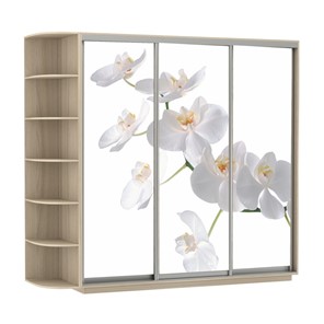 Шкаф Экспресс со стеллажом, 2100х600х2200, Орхидея белая/шимо светлый в Комсомольске-на-Амуре