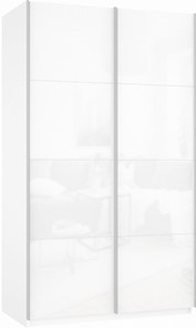 Шкаф 2-х створчатый Прайм (Белое стекло/Белое стекло) 1600x570x2300, белый снег в Комсомольске-на-Амуре