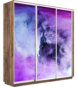 Шкаф 3-дверный Экспресс 2400х600х2200, Фиолетовый дым/дуб табачный в Хабаровске