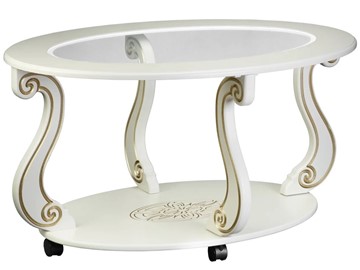 Стеклянный столик в зал Овация-С, на колесах, слоновая кость-золото в Хабаровске