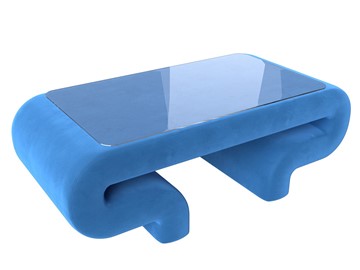 Стеклянный столик в гостиную Волна, голубой (велюр) в Комсомольске-на-Амуре