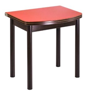 Кухонный стол раздвижной СПГ-01 СТ1, венге ЛДСП/стекло оранжевое/38 прямые трубки крашеные коричневый в Хабаровске