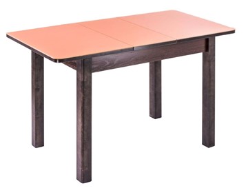 Кухонный стол раскладной Айсберг-07 СТ1, венге ЛДСП/стекло оранжевое/42 прямые массив венге в Хабаровске