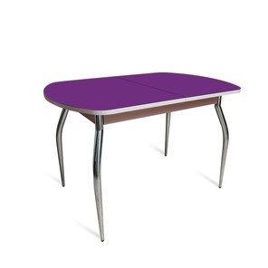 Раздвижной стол ПГ-02 СТ2, дуб молочный/фиолетовое стекло/35 хром гнутые металл в Комсомольске-на-Амуре
