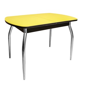 Кухонный раздвижной стол ПГ-01 СТ2, венге/желтое стекло/35 хром гнутые металл в Хабаровске
