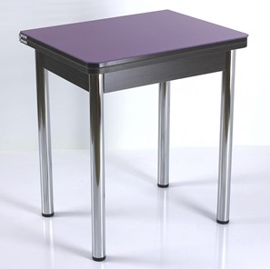 Кухонный пристенный стол СПА-02 СТ2, венге ЛДСП/стекло фиолетовый/39 прямые трубки хром в Комсомольске-на-Амуре