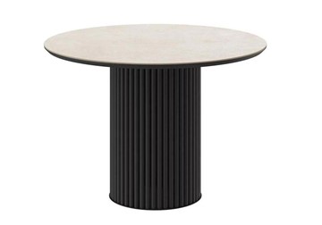 Керамический обеденный стол DikLine AKR120, керамика 120, STONE BEIGE PREMIUM CER/ЧЕРНЫЙ, (2 уп.) в Комсомольске-на-Амуре