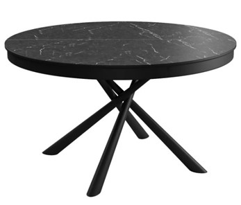 Обеденный стол DikLine KR120 мрамор черный Калаката/опоры черные в Комсомольске-на-Амуре