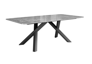 Керамический обеденный стол DikLine KS220 керамика Monsoon (серый глянец JA688) / опоры черные в Хабаровске
