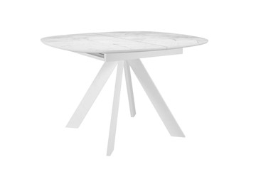 Стол обеденный раскладной DikLine BK100 Керамика Белый мрамор/подстолье белое/опоры белые в Хабаровске