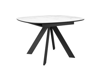 Керамический обеденный стол DikLine BK100 Керамика Белый мрамор/подстолье черное/опоры черные в Хабаровске