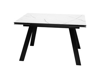 Керамический обеденный стол DikLine DKL140 Керамика Белый мрамор/опоры черные (2 уп.) в Хабаровске