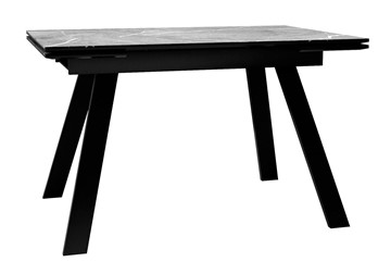 Стол обеденный раскладной DikLine DKL140 Керамика Серый мрамор/опоры черные (2 уп.) в Хабаровске