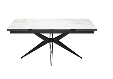 Керамический кухонный стол DikLine KW160 мрамор С41 (керамика белая)/опоры черные в Комсомольске-на-Амуре