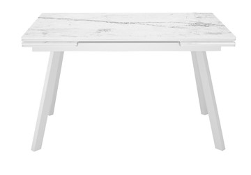 Керамический кухонный стол DikLine SKA125 Керамика Белый мрамор/подстолье белое/опоры белые (2 уп.) в Комсомольске-на-Амуре