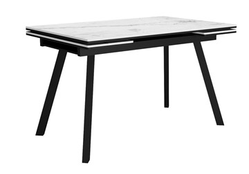 Стол обеденный раскладной DikLine SKA125 Керамика Белый мрамор/подстолье черное/опоры черные (2 уп.) в Хабаровске