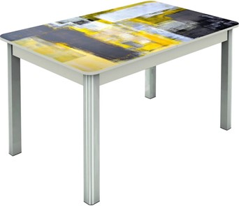 Кухонный раздвижной стол Гамбург исп.1 ноги метал. крашеные №23, Фотопечать (Текстура №51) в Хабаровске