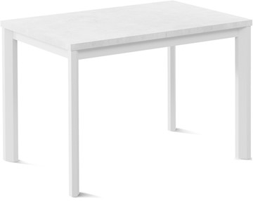 Кухонный стол раскладной Кубика Нагано-1L (ноги металлические белые, белый цемент) в Хабаровске
