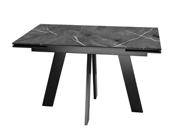Кухонный стол раскладной SKM 120, керамика черный мрамор/подстолье черное/ножки черные в Комсомольске-на-Амуре