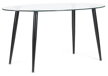 Стеклянный кухонный стол KASSEL (mod. DT333) металл/закаленное стекло (10 мм), 150х90х75см, черный в Хабаровске