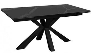 Керамический кухонный стол раздвижной DikLine SFE140 Керамика Черный мрамор/подстолье черное/опоры черные (2 уп.) в Комсомольске-на-Амуре
