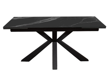 Керамический стол раздвижной DikLine SFE160 Керамика Черный мрамор/подстолье черное/опоры черные (2 уп.) в Хабаровске