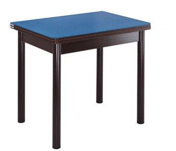 Кухонный пристенный стол СПА-01 СТ2, венге ЛДСП/стекло синие/38 прямые трубки крашеные коричневый в Комсомольске-на-Амуре