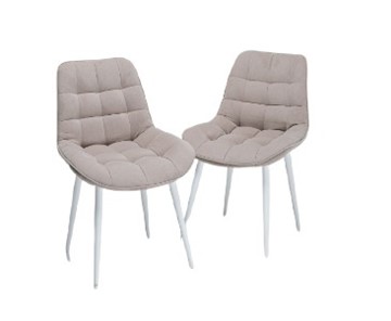 Комплект из 2-х  мягких стульев для кухни Комфорт бежевый белые ножки в Хабаровске