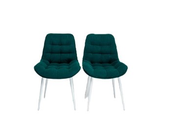 Комплект из 2-х  мягких стульев для кухни Brendoss Комфорт изумрудный белые ножки в Хабаровске