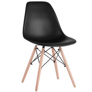 Комплект обеденных стульев 4 шт. BRABIX "Eames CF-010", пластик черный, опоры дерево/металл, 532631, 2033A в Комсомольске-на-Амуре