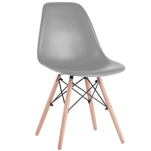 Комплект обеденных стульев 4 шт. BRABIX "Eames CF-010", пластик серый, опоры дерево/металл, 532632, 2033A в Хабаровске
