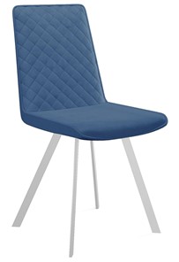 Обеденный стул 202, микровелюр B8 blue, ножки белые в Комсомольске-на-Амуре