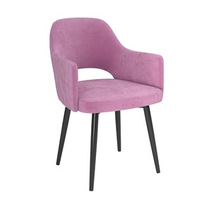 Обеденный стул Берта, велюр тенерифе розовый/Цвет металл черный в Хабаровске