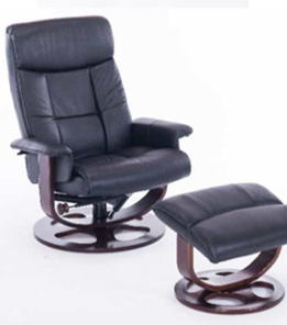 Офисное кресло ДамОфис J6011 для релаксации нат. кожа / дерево, черный в Комсомольске-на-Амуре