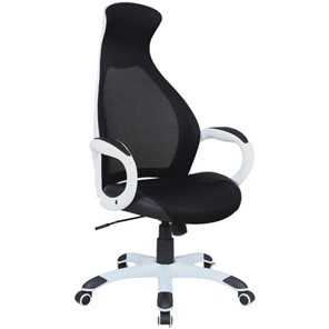 Кресло Brabix Premium Genesis EX-517 (пластик белый, ткань/экокожа/сетка черная) 531573 в Комсомольске-на-Амуре